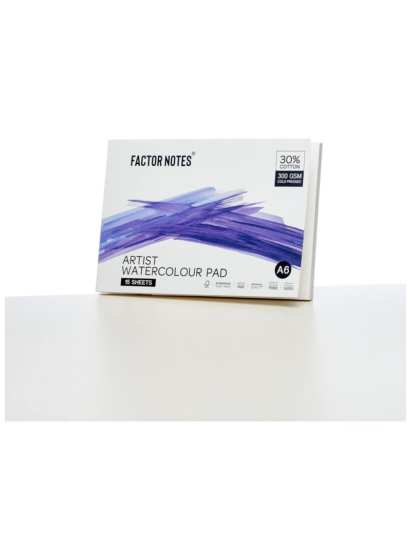 FACTOR NOTES A6 Size Artist Watercolour Pad 300gsm Thickness 15 Sheets - Image 4